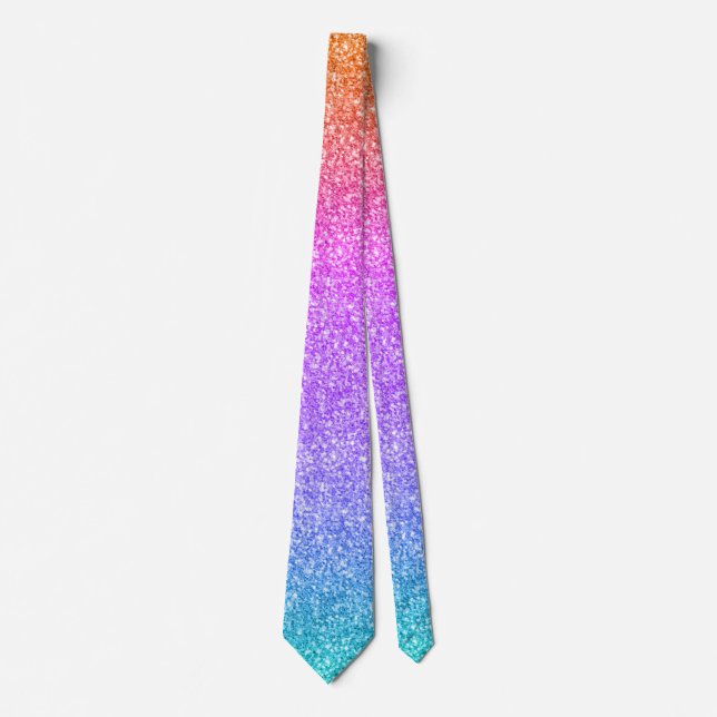 Orange Purple & Turquoise Glitter & Sparkles Tie (Front)