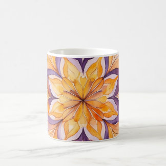 Orange & Purple Watercolor Floral Mandala Coffee Mug