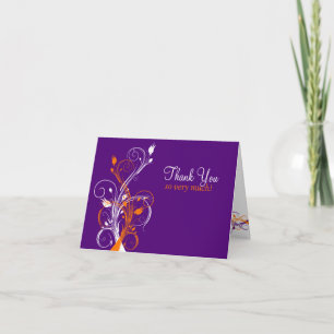 Orange Purple White Floral Thank You Card 2