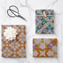 Orange & Purple Wrapping Paper Sheet set of 3