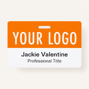 Orange PVC Name Badge Horizontal Logo Work ID Tag