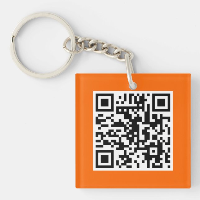 Orange QR CODE Custom Key Chain (Front)