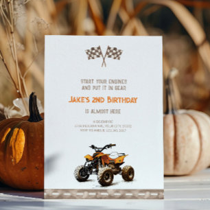 Orange Quad Bike Birthday Invitation
