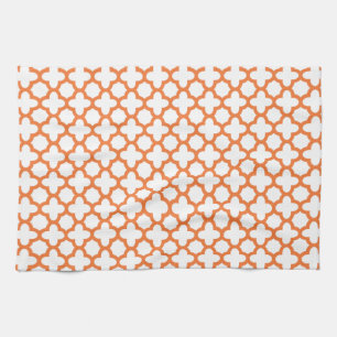 Orange Quatrefoil Pattern Kitchen Towel