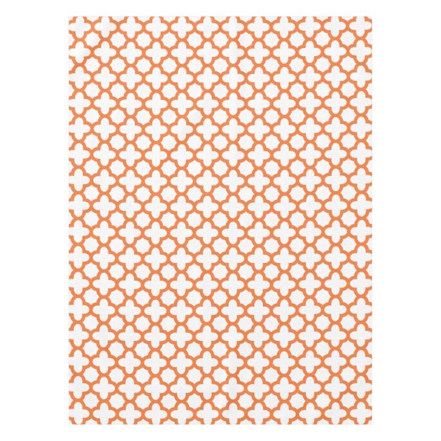 Orange Quatrefoil Pattern Tablecloth (Front)
