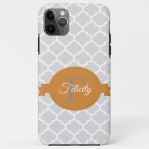 Orange Quatrefoil Personalized iPhone 11 Pro Max Case