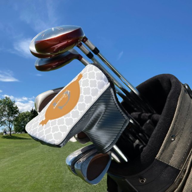 Orange Quatrefoil Personalized Golf Head Cover (Orange Quatrefoil Personalized Golf Head Cover)