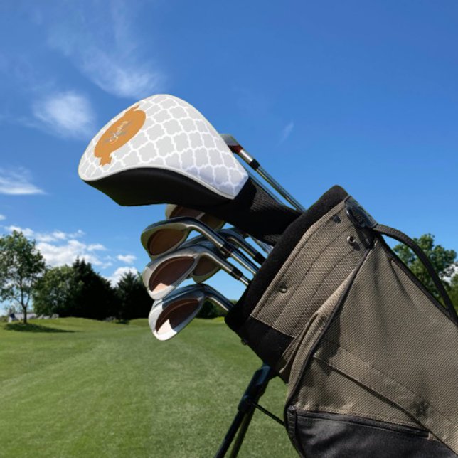 Orange Quatrefoil Personalized Golf Head Cover (Orange Quatrefoil Personalized Golf Head Cover)