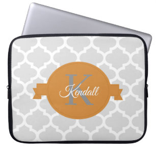 Orange Quatrefoil Personalized Laptop Sleeve