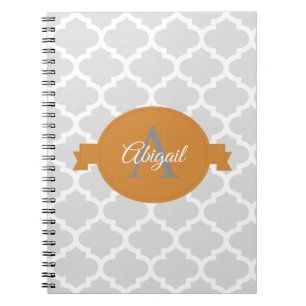 Orange Quatrefoil Personalized Notebook