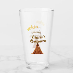 Orange quinceanera princess crown birthday name da glass