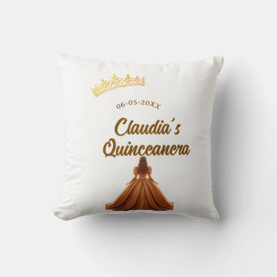 Orange quinceanera princess crown birthday name da throw pillow