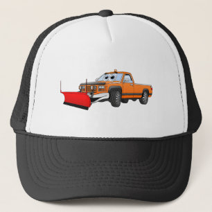 Orange R Snowplow Pick Up Cartoon Trucker Hat