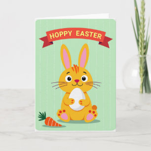 Orange Rabbit Pattern Card