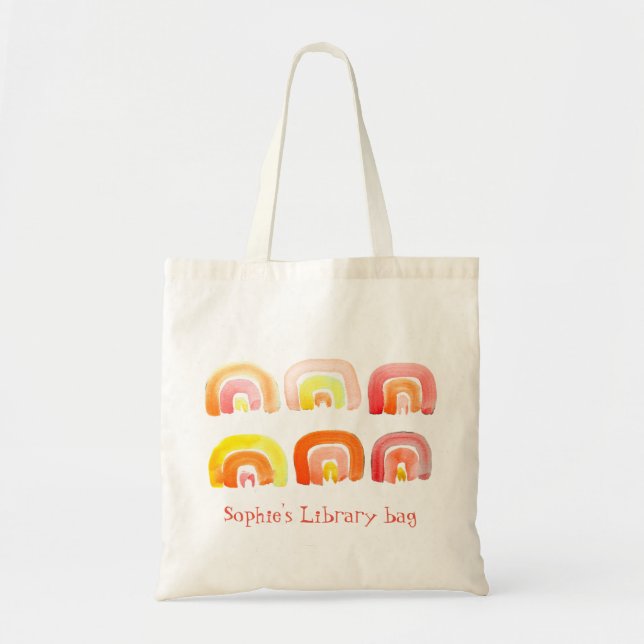 Orange rainbow cute library bag (Front)