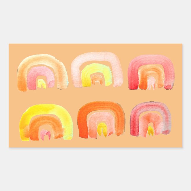 Orange rainbow cute retro art sticker (Front)