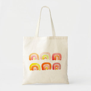 Orange rainbow cute retro art tote bag
