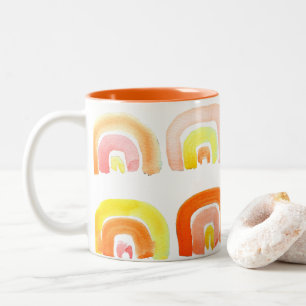 Orange rainbow cute retro art Two-Tone coffee mug