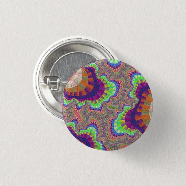 Orange Rainbow Gear 1 Inch Round Button (Front & Back)