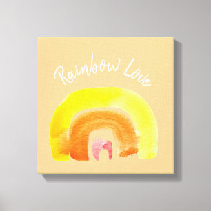 Orange Rainbow love watercolor Canvas Print