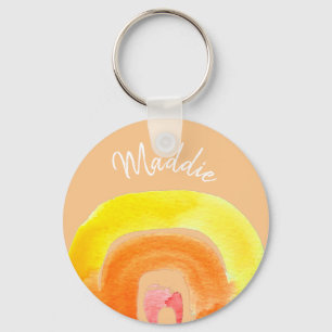 Orange Rainbow love watercolor Keychain