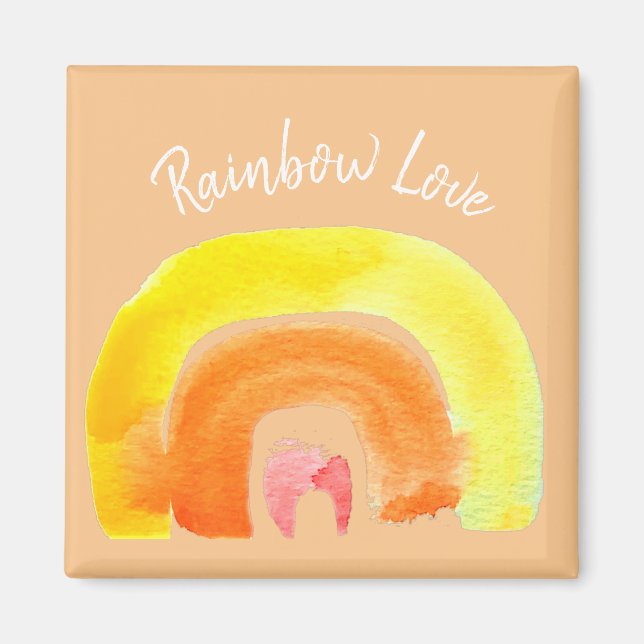 Orange Rainbow love watercolor Magnet (Front)