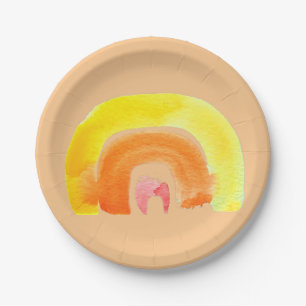 Orange Rainbow love watercolor Paper Plate