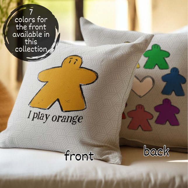 Orange Rainbow Meeple Board Game Love  Throw Pillow (Creator Uploaded)