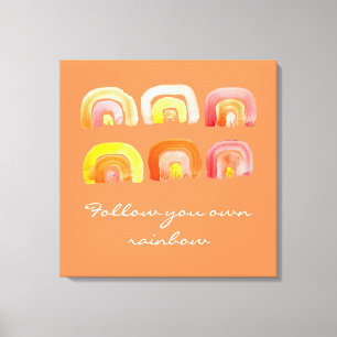 Orange rainbow retro inspiration quote canvas print