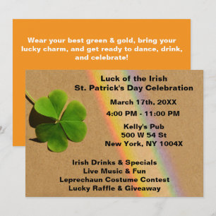 Orange Rainbow St. Patrick's Day    Invitation