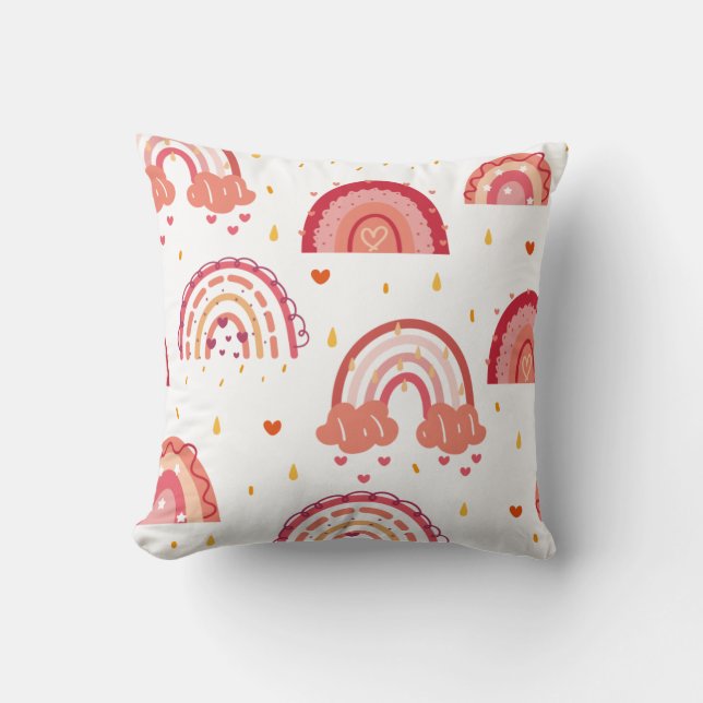 Orange Rainbow  Throw Pillow (Front)