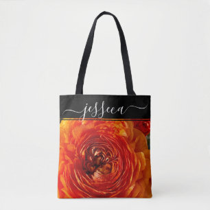 Orange Ranunculus Personalized Tote Bag