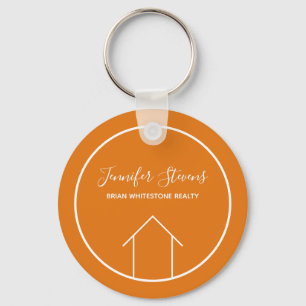 Orange Real Estate Company Personalized Realtor Keychain
