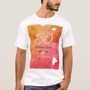 Orange red 50 birthday anniversary add name date p T-Shirt