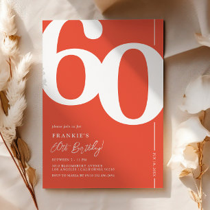 Orange Red 60th Birthday Invitation