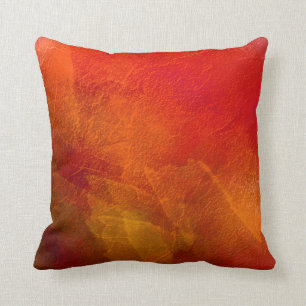 Orange Red Abstract Watercolor Throw Pillow