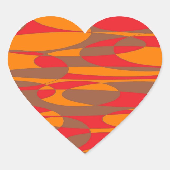 Orange, Red and Brown Elliptical Heart Sticker (Front)