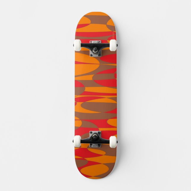 Orange, Red and Brown Skateboard deck (Front)