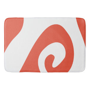 Orange Red and White Swirl Wave Bath Mat