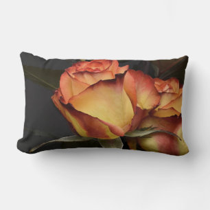 Orange, Red and Yellow Roses Lumbar Pillow