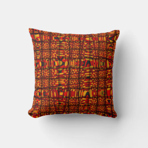 Orange Red Black Modern Zig Zag Pattern Pillow