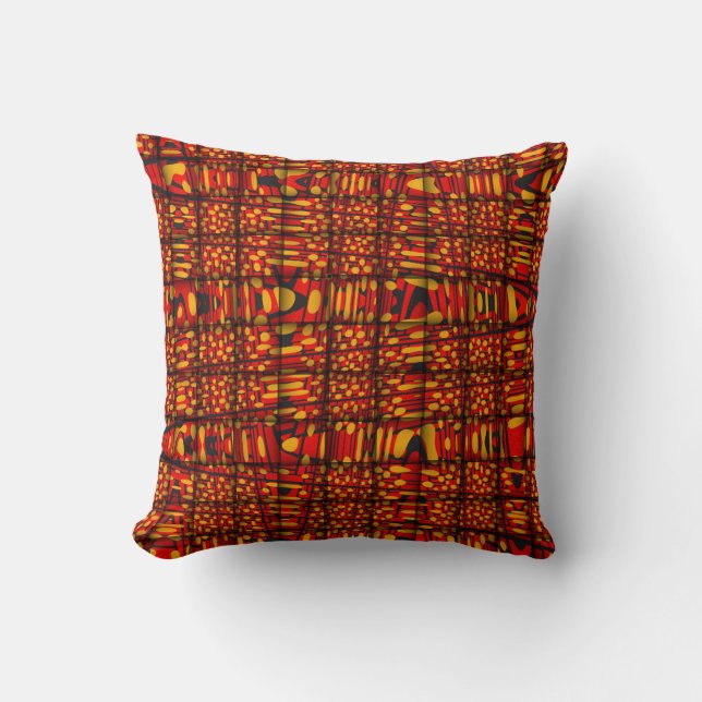 Orange Red Black Modern Zig Zag Pattern Pillow (Front)