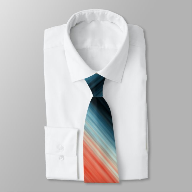 Orange Red Blue Stripes Tie (Tied)