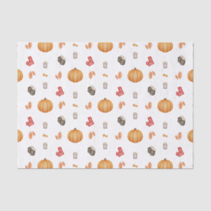 Orange Red & Brown Fall Pumpkin Autumn Watercolour Tissue Paper