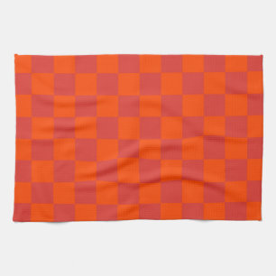 Orange Red Chequered Gingham Pattern Kitchen Towel