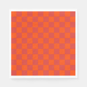 Orange Red Chequered Gingham Pattern Napkin