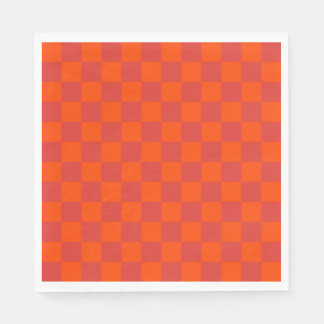 Orange Red Chequered Gingham Pattern Napkin