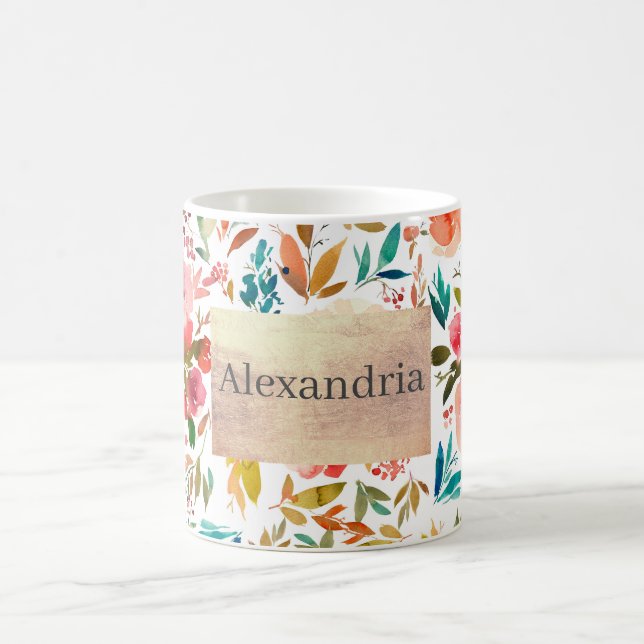 Orange red colourful rose floral summer  coffee mug (Center)