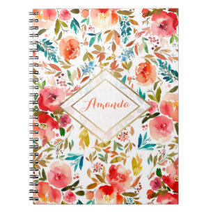  Orange red colourful rose floral summer  Notebook