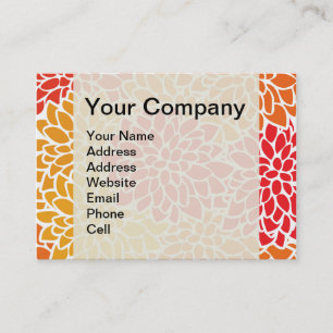 Orange Red Colourful Vintage 60s Flower Business Card